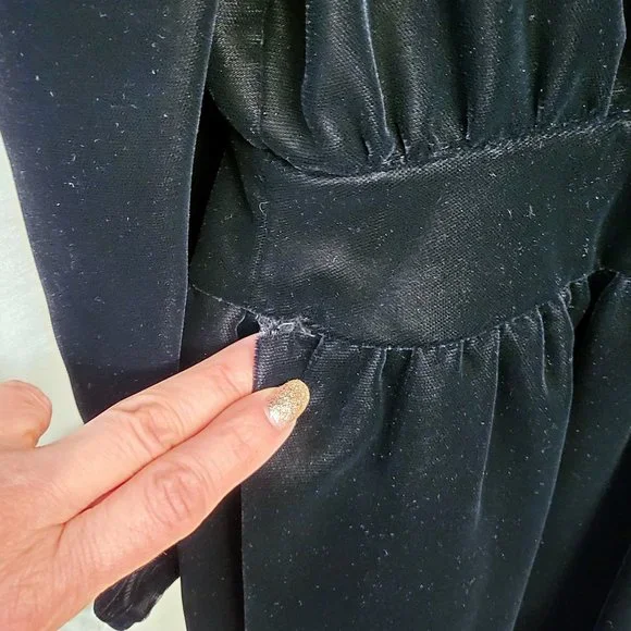 RARE Vintage Valentino Black Velvet Midi Dress, Italian size 44 - Picture 15 of 15